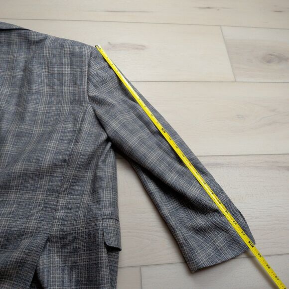 Canali Blazer Sport Coat Mens 38R Silk Wool Windowpane Gray Plaid Suit Italy - Picture 16 of 16